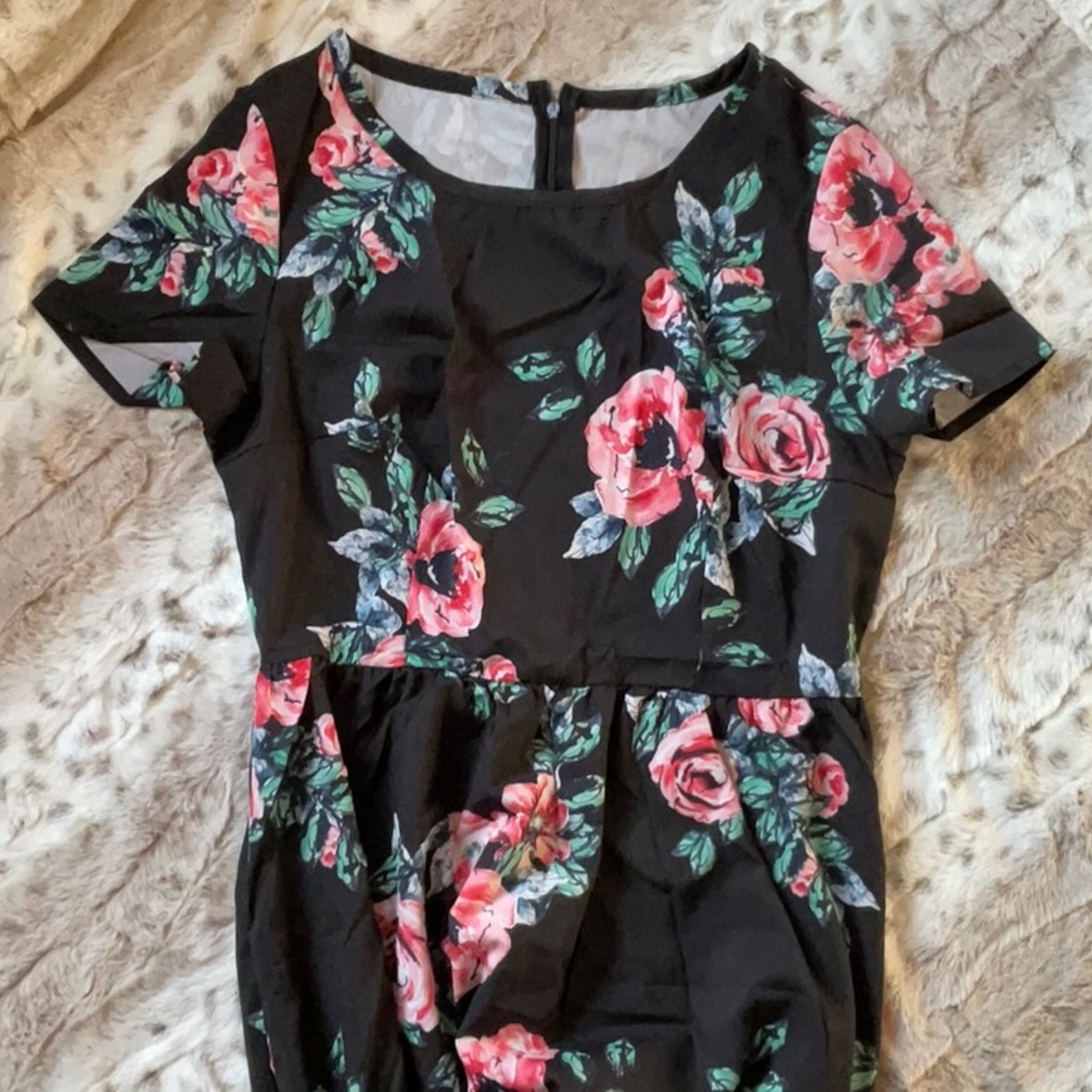 Floral printed short sleeve maxi dress
